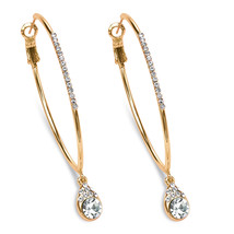 PalmBeach Jewelry White Crystal Goldtone Hoop Teardrop Earrings (1.5&quot;) - £18.11 GBP