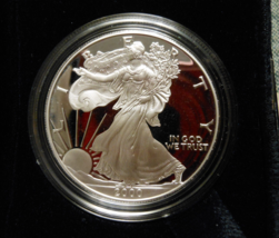 2000-P Proof Silver American Eagle 1 oz coin w/ box &amp; COA - £67.93 GBP