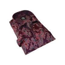 Men's Silky Paisley Floral Shirt By JT Milano AVM Slim Fit 6008-52 Burgundy image 3