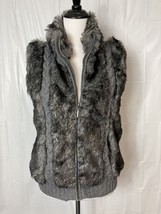 Fuda Faux Fur Gray Full Zip Lined Vest Collared Womens Size Small Sleeve... - £18.65 GBP