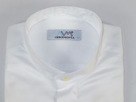 Mens CEREMONIA Pastor Shirt 100% Cotton Turkey Banded Collar #stn 13hyk White image 2