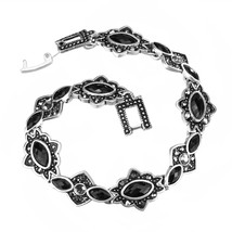 Kinel Fashion Silver Color Bracelets For Women Bohemian Ethnic Charm Black Resin - £9.93 GBP