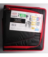 NEW Five Star Zipper Binder + Tech Pocket, 2&quot;, Red Black, 12-3/4&quot; x 12&quot; NWT - £14.15 GBP