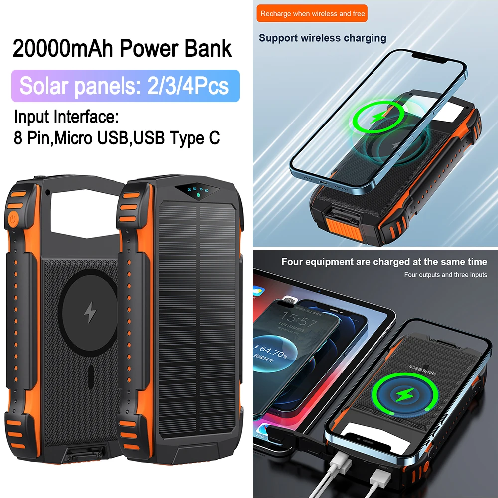 20000mAh External Battery Charger Powerbank PD 22.5W IP66 Waterproof Portable Po - £92.42 GBP