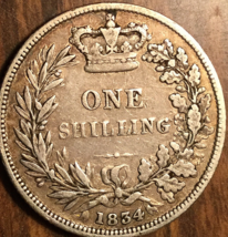 1834 UK GB GREAT BRITAIN SILVER SHILLING COIN - $51.08
