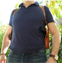 Fits SIG P938 Vertical Leather Shoulder Holster Double Mag #1098# RH image 3