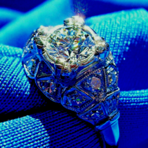 Earth mined Diamond Deco Engagement Statement Ring Estate Platinum Solitaire S 6 - $8,757.03 CAD