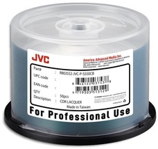 100-Pak JVC PRO (Ritek Pro) Shiny-Silver Top 52X 80-Min CD-R&#39;s in Cakebox - £42.21 GBP