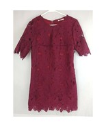 Moon Brand Short Sleeve Marroon Lace Dress Size Medium - $16.82