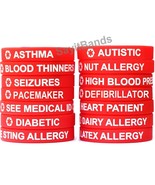 2 Red Medical Alert Wristband Bracelets - Two Med Condition Silicone Ale... - $13.55 CAD