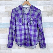 Clemson Tigers Columbia Hooded Doublecloth Shirt Purple Gray Plaid Women... - $29.69