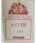 TOM PETTY - VINTAGE ORIGINAL 1/11/1978 CLOTH CONCERT TOUR BACKSTAGE PASS - $372.81 MXN