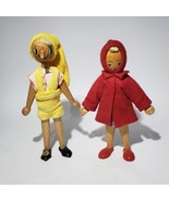 Little Red Riding Hood Pinocchio Polish 7.5&quot; Jointed Wooden Peg Dolls Po... - $16.95