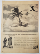 1944 Natural Gas Vintage WW2 Print Ad Man And Woman On A Cloud Under Palm Tree - £10.35 GBP