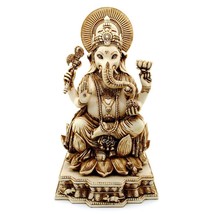 GANESHA STATUE 8&quot; Hindu Elephant God Ivory Color Resin Lord of Success G... - $59.95