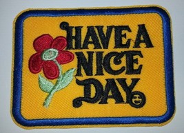 Have a Nice Day~Patch~Embroidered~3 1/2&quot; x 2 3/4&quot;~Smiley Face~Iron or Sew On - £2.84 GBP