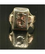Vintage 10K Gold Top Steel Western Cowboy Signet Mid Century Mens Americana - $157.41
