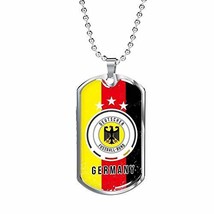 Express Your Love Gifts Germany Futbol/Soccer Necklace Engraved 18k Gold Dog Tag - £55.33 GBP