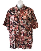 L Men&#39;s CARIBBEAN Floral Tropical Leaf Print Silk Blend Hawaiian Shirt - £18.47 GBP