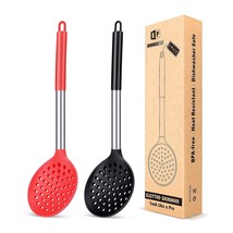 Kitchen Ladle Strainer Set Of 2 Large Slotted Spoon With High Heat Resistant Bpa - £22.13 GBP