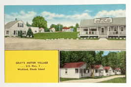 Grays Motor Village &amp; Restaurant Wickford Rhode Island UNP Linen Postcard c1940s - £3.93 GBP