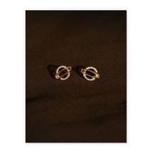 18K Gold Planet Paper Clip Stud Earrings  - trendy, contemporary, sparkle - £19.62 GBP