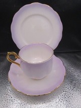 Royal Albert Rainbow pink and gold England Trio cup saucer plate [84] - $74.25