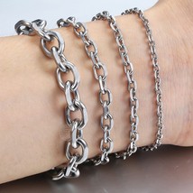 Davieslee Mens Bracelet Chain Silver Color Stainless Steel Bracelets for Men Rol - £10.92 GBP