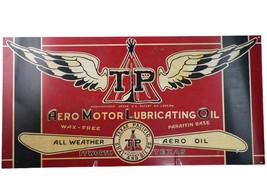1940&#39;s Airplane Motor Oil Sign Texas Pacific Aero Motor Lubrication Oil ... - $1,480.05