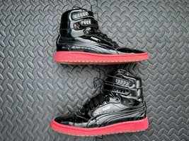 Puma Sky II Hi Top Women US Size 6.5 Shoes Black Patent Leather &amp; Red 363170-03 - £47.47 GBP