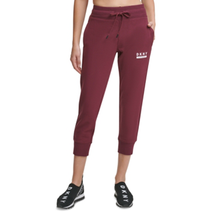 DKNY Sport Cotton Relaxed Cropped Fleece Cotton Joggers, Acai, L - £35.38 GBP