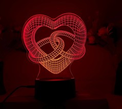 Night Light For Valentine&#39;s day Gift , Heart shape 3D Illusion Night Lamp, Roman - £23.04 GBP