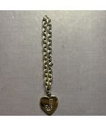 Silver Tone Initial Dangle Charm Link Bracelet Heart Charm Letter J - €5,58 EUR