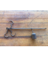 Antique Cast Iron Hanging Beam Balance  Scale Hooks Weights - $17.30