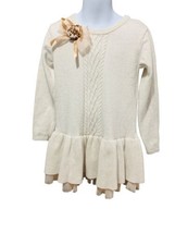 Bonnie Jean Sweater Top Girls Size 6 Cream w/ Flower, Lace Sheer Hem Layered - $12.54