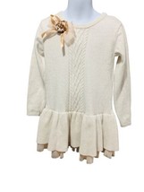 Bonnie Jean Sweater Top Girls Size 6 Cream w/ Flower, Lace Sheer Hem Lay... - £9.93 GBP