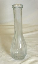Ribbed Clear Glass Bud Vase Unknown Maker b - £10.27 GBP