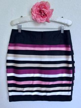 White House Black Market Bandage Pencil Skirt 4 Pink Black Purple Tan Stripes - £17.57 GBP