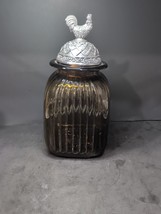 Artland Amber Glass Canister, Rooster Pewter Lid, Vintage 13&quot; Container,... - $848.21 MXN