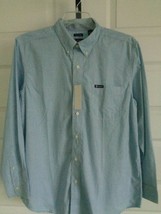 Chaps L Shirt Cotton Blend L/S Button Front Shirt Lt Blue Checks Msrp. $45 - $16.82