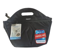 PackIt Freezable Traveler Lunch Bag Tote Black NWT Lunchbox Folds Flat Travel - £16.07 GBP
