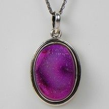 Solid 925 Sterling Silver Pink Druzy Pendant Necklace Women PSV-1086 - £37.65 GBP+