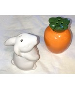Salt and Pepper Shakers  cute  Bunny Carrot set porcelain  NEW - $273.35 MXN
