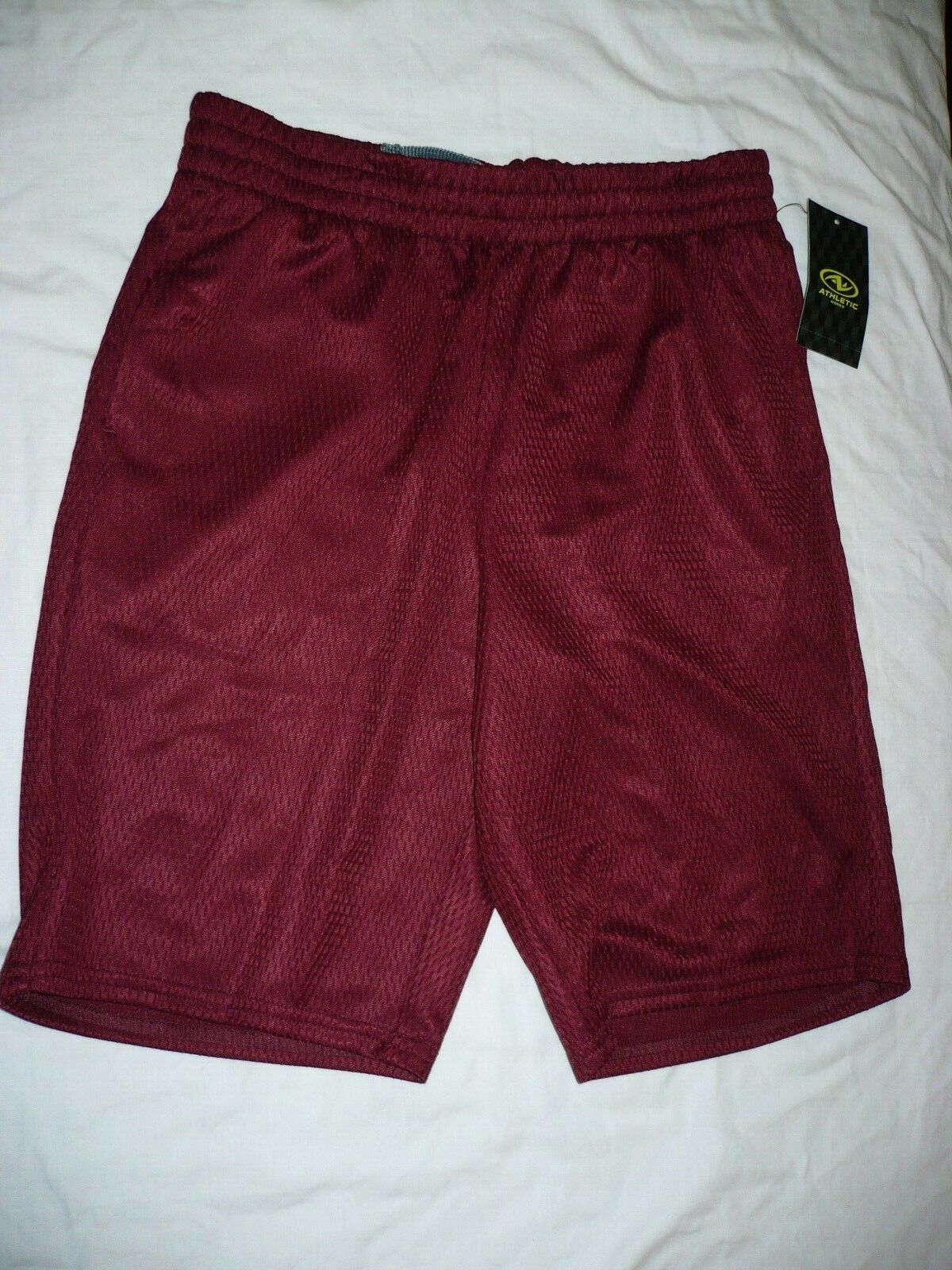 Athletic Works Boys Active Mesh Shorts X-Small (4-5) Bordeaux W Pockets NEW - $10.69