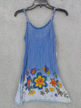 RAYA SUN SPAGHETTI STRAP GIRLS SUN DRESS SZ 7/8 BLUE WHITE FLORAL LT FAB... - £15.00 GBP