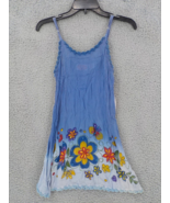 RAYA SUN SPAGHETTI STRAP GIRLS SUN DRESS SZ 7/8 BLUE WHITE FLORAL LT FAB... - £15.17 GBP