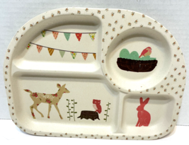 Rare Love Mae Bamboo Childrens 4 Section Dinner Plate Forest Friends 10.5x8.25&quot; - £21.07 GBP