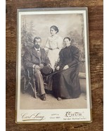 Vintage Cabinet Card. Couple with young girl by Carl Lang in Chur, Switz... - £16.28 GBP