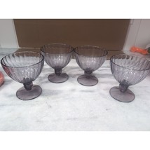 Cristal D&#39;Arques Durand Quadro Amethyst Pedestal Ice Cream Cup Set of 4 - £29.59 GBP