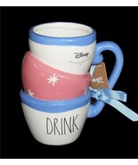 Disney RAE DUNN &quot;DRINK&quot; Pink Blue Alice in Wonderland Stacking Teacups M... - $688.01 MXN